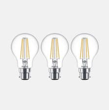Image of 3x GLS LED BC B22 Bulbs 7w = 60w Warm White 2700k Clear Filament Philips Non Dim