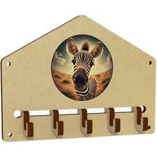 Image of 'Smiling Baby Zebra' Wall Mounted Key Hooks / Holder (WH00090626)