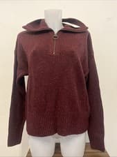 Image of Barbour Lavensdale half zip knitted jumper in black cherry Size UK 10 With Tags