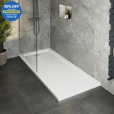 Image of Modern Rectangular Shower Tray 1700x700mm Low Profile Lightweight White Waste