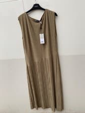 Image of MINT VELVET PLEATED SKIRT KHAKI MIDI DRESS SIZE LARGE