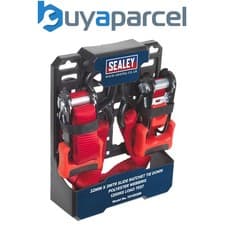 Image of Sealey TD1202SR Slide Ratchet Strap Polyester Webbing with S-Hooks 32mm x 3m 120