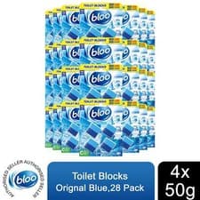 Image of Bloo Toilet Blocks Original Blue Clean+Fresh with Fresh Fragrance 4x50g 28pk