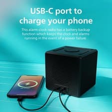 Image of TAR4500 Dual Alarm FM Clock Radio with USB-C Charging Port