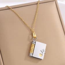 Image of Engraved Clavicle Necklace Gift For Daughter Book Necklace Can Be Opened