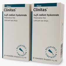 Image of 2 x Clinitas 0.4% Lubricant Eye Drops - In 30 x 0.5ml Resealable Vials