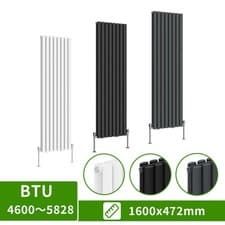 Image of Designer Flat Panel Oval Column Horizontal Vertical Central Heating Radiator UK