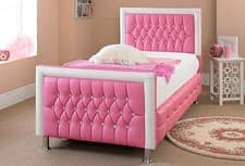 Image of Pink Faux Leather Bed 3FT Double New Exclusive Design Perfect For Girls Bedroom