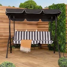 Image of Charles Bentley 2-3 Seater Garden Swing Seat Hammock Chair Stripe / Plain Design