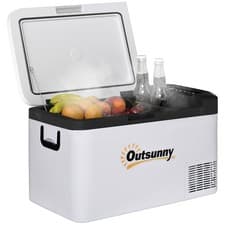Image of Outsunny 12V Portable Car Refrigerator w/ Inner LED Light Indoor Outdoor, 25L