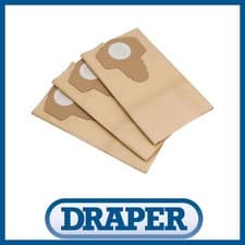 Image of Genuine Draper Paper Dust Bags x 3 For WDV30SSPA 20529 Vacuum Cleaner Dustbags
