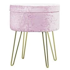 Image of Aria Velvet Storage Footstool Ottoman Footrest Makeup Dressing Table Stool