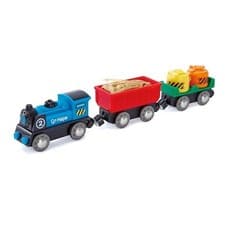 Image of Hape Battery Powered Engine Set | Colorful Wooden Train Set Battery Operated