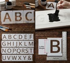Image of Alphabet Letter Stencil Set A-Z Open Sans Stencils Basic 15mm-100mm Upper/lower