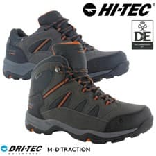 Image of Hi-Tec Mens Hiking Walking Shoes Boots Bandera Waterproof Grey Orange Wide DofE