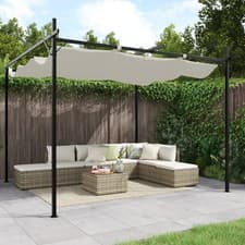 Image of WALPLUS Pergola with Retractable Roof Cream 295x292x230 cm Outdoor Patio Cover