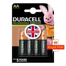 Image of Duracell AA 2500mAh High Capacity Rechargeable Batteries (4 pack) NiMH