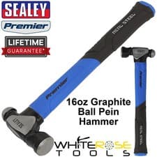 Image of Sealey Ball Pein Hammer 16oz 450g Graphite Premier Carbon Steel Rubber Grip