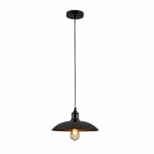 Image of Dome Industrial Black Flat Metal Ceiling Pendant Light E27 Fitting