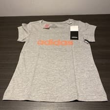 Image of Adidas Essential Linear T-Shirt Grey Kids Size 7-8 Years BRAND NEW FM7019