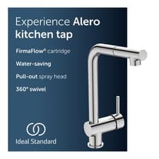 Image of Ideal Standard Alero Kitchen Sink Mixer Tap Pull-Out Spray 360 Swivel Chrome