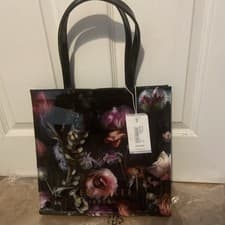 Image of Gorgeous Ted Baker Patent Women's Tote Bag Shocon Flora Large Icon Mid Grey BNWT
