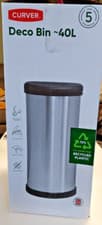 Image of Curver Metal Effect One Touch Deco Bin, made from 70% Recycled Plastic. 40l
