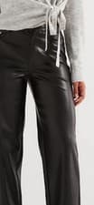 Image of ONLY SIZE 2XL BLACK FAUX LEATHER STRAIGHT LEG TROUSERS BNWT