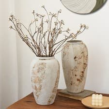 Image of 29cm Tall Ceramic Vase for Flowers Shabby Rustic Vase Floor or Table Decor UK