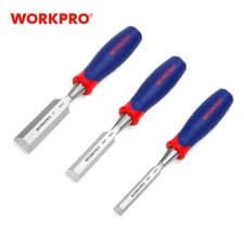 Image of WORKPRO 3Pcs Wood Chisel Set,12 mm, 19 mm, 25 mm, Cr-V Bevel Edge Chisels