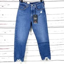 Image of Levi’s 501 Jeans Womens Original Cropped High Rise Raw Hem Size 24x26 NWT