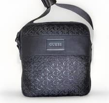 Image of GUESS Kester Logo Top Zip Flat Crossbody Bag HMKESTP5227 Black