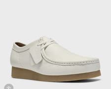 Image of Clarks Originals WALLABEE Ladies Evo off white Leather Shoes UK Size 6 D /39.5 