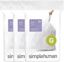 Image of Simplehuman CW0257 code G Custom Fit Bin Liner Bulk Pack, White Plastic (3 Pack