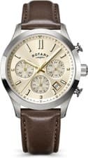 Image of Rotary Mens watch Heritage Chronograph Champagne dial Brown Leather strap