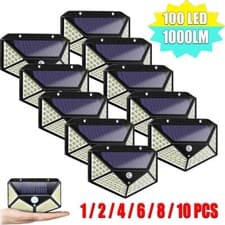 Image of Solar Power PIR Motion Sensor Wall Lights 100 LED Outdoor Garden Security Lamp