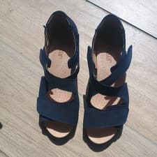 Image of Hotter Riga Navy Blue Nubuck Leather Adjustable Sandals UK SIZE 4.5 STD New