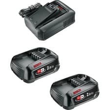 Image of Bosch Genuine GREEN P4A 18v Cordless Li-ion Twin Battery 2ah and Fast Charger