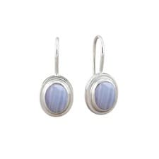 Image of Blue Lace Agate Earring 925 Silver Earring handmade earring Blue Lace Agate Stud