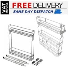 Image of Pull Out Wire Baskets 2 or 3 tier kitchen storage - Silver or Anthracite