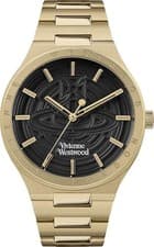 Image of vivienne westwood eltham vv249bkgd black dial gold 39mm s/steel men's  watch