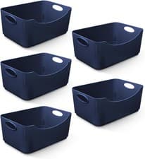 Image of Plastic Studio Baskets with Sturdy Handles, Multi-Purpose Organise, 5 Pack