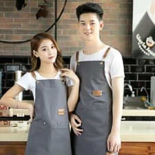 Image of Unisex Canvas Apron Work Uniform Waiter Catering Bartender Barista Work Wear