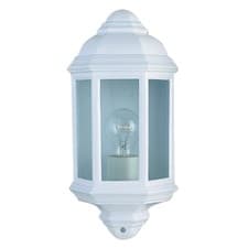 Image of Outdoor Traditional Half Lantern Wall Light In White Finish IP44