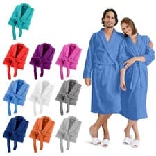 Image of UNI SEX 100% COTTON BATHROBE SOFT SHAWL COLLAR TERRY TOWELING DRESSING GOWN