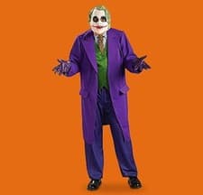 Image of Adult Mens Licensed THE JOKER Classic Fancy Dress Costume Batman Heath... Ledger