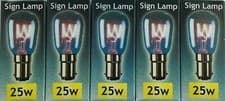 Image of 5x Crompton 25W SBC B15d 240Volt PYGMY Lamp 25 Watt Bulb SIGN 