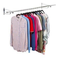 Image of 4ft Clothes Rail Chrome Wall Mounted Garment Hanging Wardrobe Rack Storage 