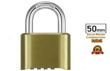 Image of Combination Padlock 4 digit Heavy Duty Indoor/Outdoor Lock Solid Brass 50mm