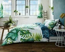 Image of  LEAF Printed  Duvet Quilt  Cover With Pillow Case, Polyester-Cotton All UK Size